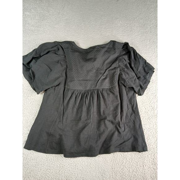 Knox Rose Shirt Women Medium Black Boho Cottagecore Short Sleeve Embroidered NWT - Picture 6 of 8